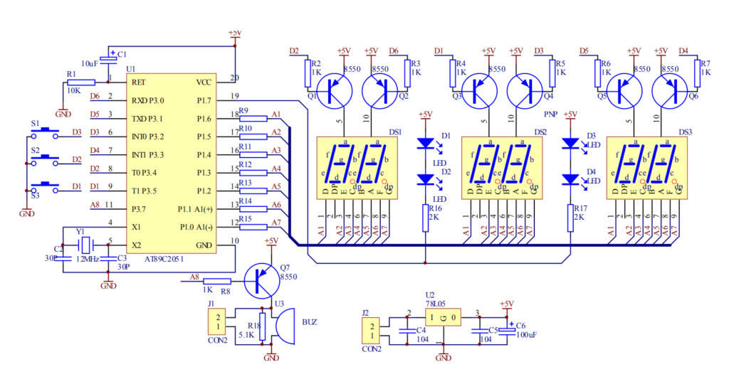 C51 Digital Electronic Clock schematic