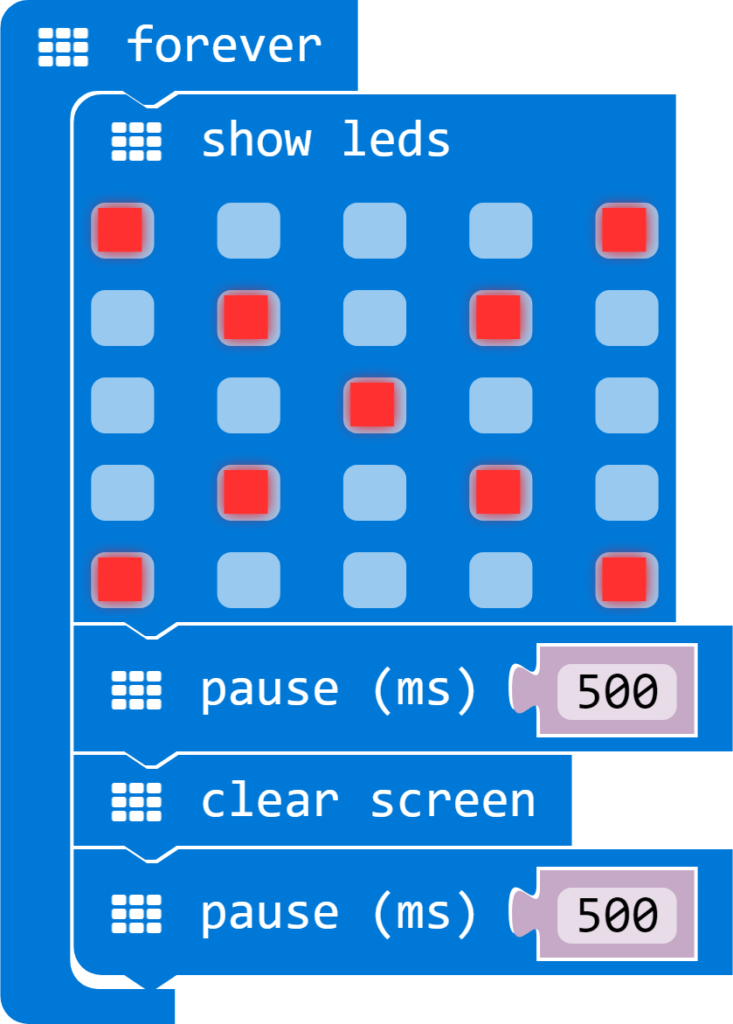6 micro:bit LED examples using the blocks editor